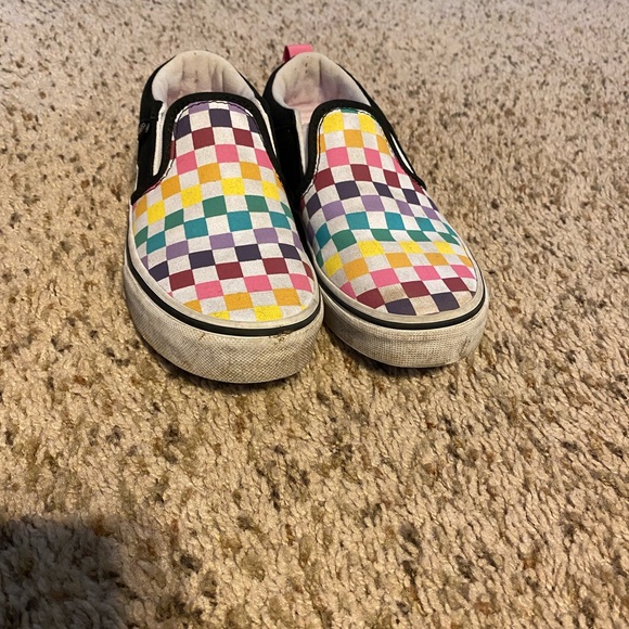 Vans Other - Vans kids slip on multi color checkered size 2